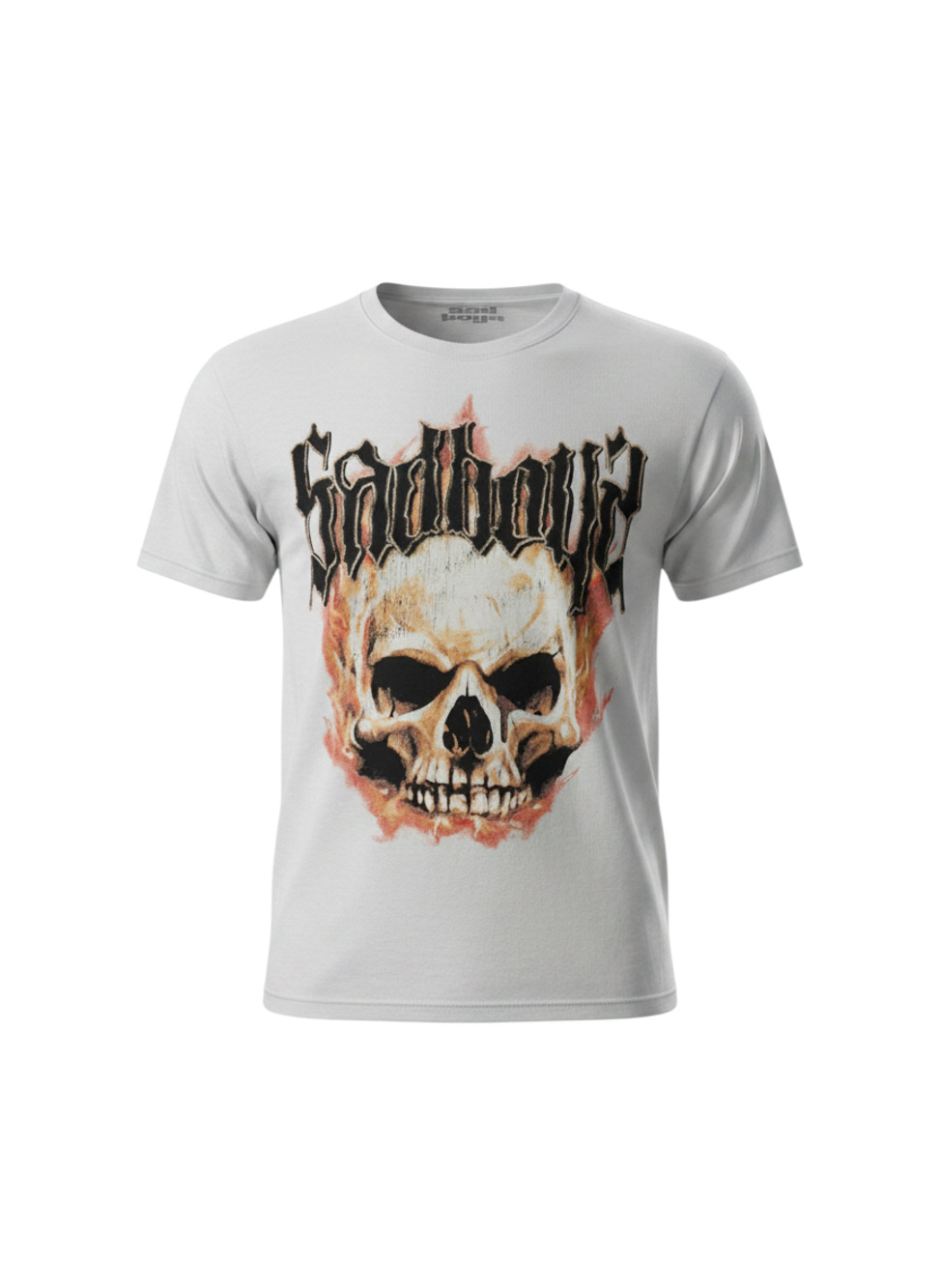 Sad Boyz Flame Skull Graphic Tee White